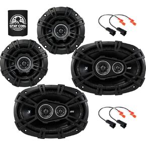 KICKER Speakers 4 & 6X9 inch for Cadillac Eldorado 1996-2002 Upgrade Kit - 4 Pack of DS Series with Harness, Coaxial Car Audio Front Door and Rear Deck Speaker DSC40, 43DSC404 & DSC6930, 43DSC69304