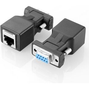 2PCS DB9 إلى محول RJ45 - RS232 Serial to Ethernet Network Converter ، منفذ COM 9 دبوس إلى موصل منفذ شبكة RJ45 (أنثى DB9 إلى RJ45)