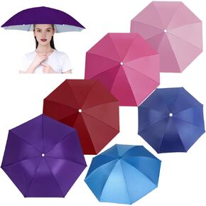 6 PCS Umbrella Hat, Sports Head Umbrella Hats for Kids Women, 21" Diameter Folding Waterproof Fishing Hat for Outdoor Party Beach Hiking