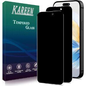 KAREEN 2-Pack Privacy Screen Protector For iPhone 15, iPhone 15 Pro 6.1-Inch Anti Spy Private Tempered Glass Film, 9H Hardness, Easy to Install, Bubble Free, Case Friendly