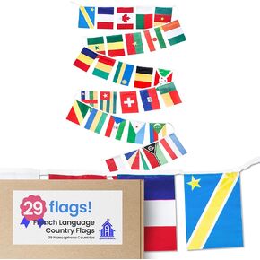 Quarterhouse French Language Country Flags - 29 Francophone Countries Per String - Polyester, 8 x 12 Inches