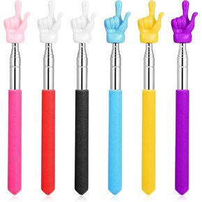 6Pcs Telescopic Teachers Pointer, Finger Pointer Stick Point Reading Pen Mini Extendable Hand Pointer for Classroom Reading Retractable Classroom Pointer for School Teachers Presentation