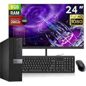 Dell Optiplex 3040 SFF Desktop PC with 23.8 inch FHD Monitor, Core i5-6500, 8GB RAM, 256GB SSD, Keyboard, Mouse, Windows 10 Pro (Renewed) ﻿