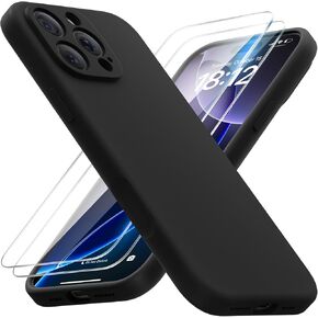 FlyReal Magnetic for iPhone 16 Pro Case, Compatible with MagSafe, [Integrated Silicone Camera Control Button] [Camera Protection] + Screen Protectors, Microfiber Lining Case 6.3", Black