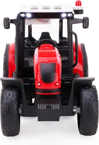 جرار ومقطورة باللون الأحمر مقاس 15 بوصة من Toyland® مع أضواء وصوت - ألعاب المزرعة للأطفال (جرار ومقطورة بالات) in Saudi Arabia