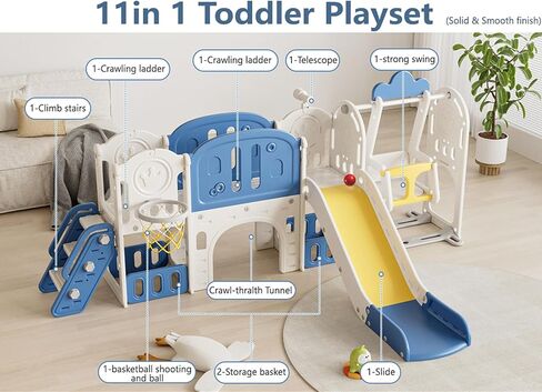 Legendstone Toddler Slide Kids Slide, Freestanding Climber Slide Playset,Baby Slide Indoor and Outdoor Playground for Boys & Girls (Blue+Yellow) in Kuwait