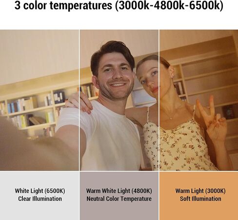 RGB Video Light, LED Camera Light with 3 Cold Shoe Mounts 1/4in Screw Hole, 3000 to 6500K Full Color Portable Lighting with FX Effects for Photography (White) in Saudi Arabia
