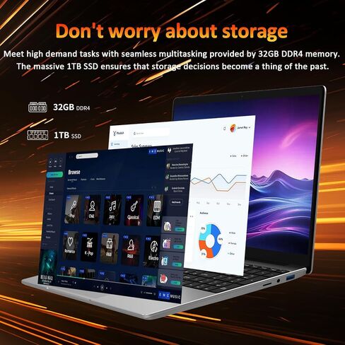 15.6" Laptop, 32GB RAM, 1TB SSD, N95 Quad-Core Processor, up to 3.4GHz, IPS Full HD Screen, 1920x1080, Backlit Keyboard, Win 11 Pro, Fingerprint, WiFi 5, Bluetooth 5.0, Gray in Saudi Arabia
