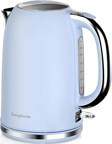 1.7L Stainless Steel Electric Kettle-Fast Boil with LED Indicator 1500W, Cool Touch Handle, and Two-Level Lid for Safety and Easy Maintenance, Blue in Saudi Arabia