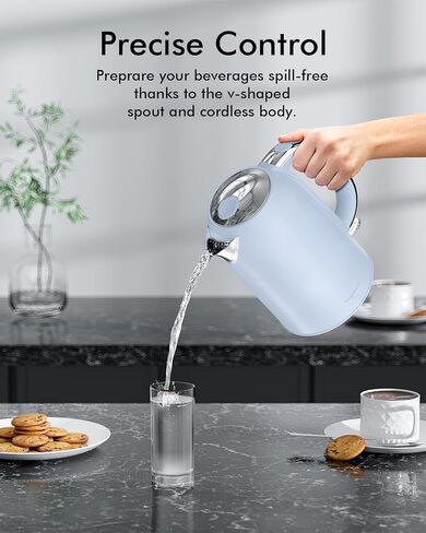1.7L Stainless Steel Electric Kettle-Fast Boil with LED Indicator 1500W, Cool Touch Handle, and Two-Level Lid for Safety and Easy Maintenance, Blue in Saudi Arabia