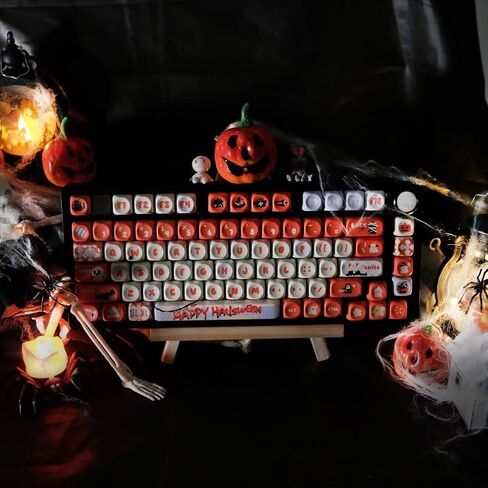 PBT Halloween موضوع 135 Key MOA Keycaps - Bat Ghost Mechanical Keyboard Cherry MX Custom Keycaps (Halloween Carnival) in Saudi Arabia