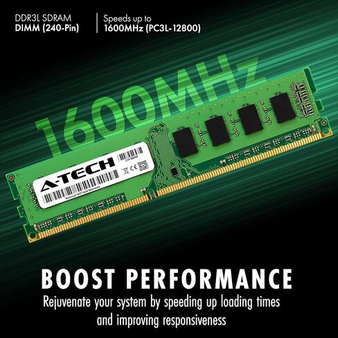 A-Tech 16GB Kit (2x8GB) RAM لـ Dell Inspiron 3250 ، 3650 ، 3655 ، 3656 Desktop | DDR3/DDR3L 1600MHz PC3L-12800 DIMM 2RX8 1.35V 240-PIN UDIMM ترقية الذاكرة in Kuwait