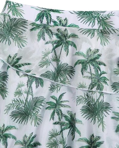 Milumia Girl's 3 Pieces Bikini Set Tropical Print Criss Cross Wrap Bathing Suit with Beach Skirt in Kuwait