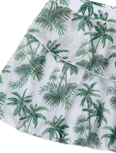 Milumia Girl's 3 Pieces Bikini Set Tropical Print Criss Cross Wrap Bathing Suit with Beach Skirt in Kuwait