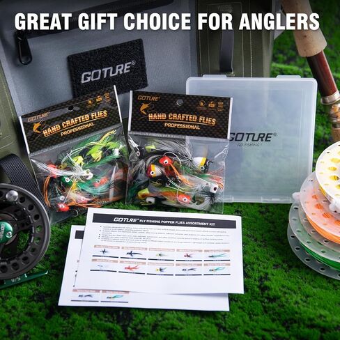 Goture Fly Fishing Poppers Lures, Topwater Popper Flies Bugs Lure, Fly Fish Poppers Fishing Lures Kit, Dry Flies for Panfish Bluegill Crappie Sunfish Bass Trout Salmon in Kuwait
