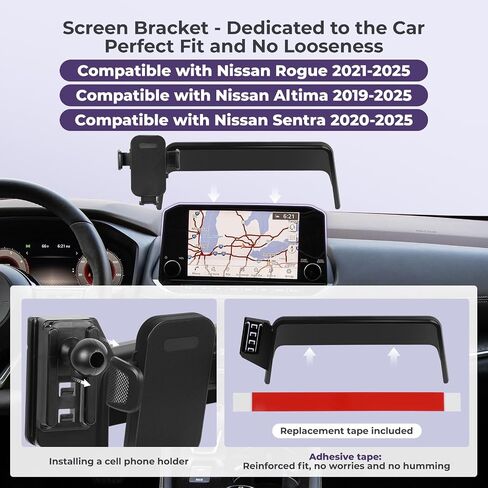 Car Phone Holder Mount Compatible with Nissan Rogue 2021-2025/Altima 19-25/Sentra 20-25 Accessories Custom Screen & Mobile Phone 360°Adjustable Cell Phone Car Decoration Mods Car Mount Tablet(8Inch) in Saudi Arabia