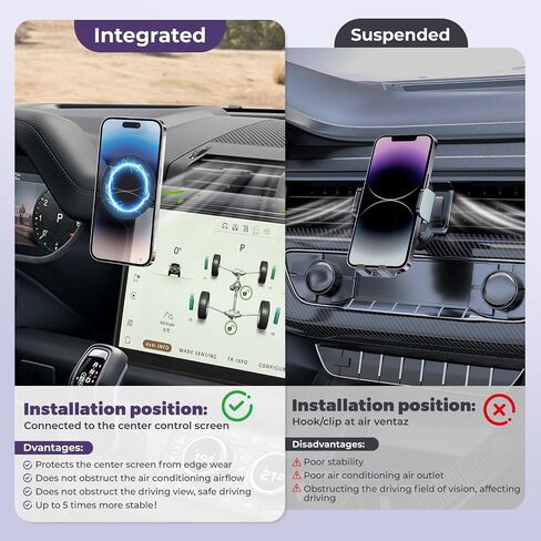 حامل هاتف السيارة متوافق مع Nissan Rogue 2021-2025/Altima 19-25/Sentra 20-25 ملحقات الشاشة المخصصة والهاتف المحمول 360 ° قابلة للتعديل للسيارة. in Saudi Arabia