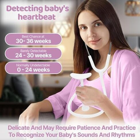 Skywin Fetoscope for Baby Heartbeat Detection - 24 Weeks of Pregnancy Baby Heartbeat Monitor at Home with The Pregnancy Stethoscope and Fetal Monitor Heartbeat (Purple) in Kuwait