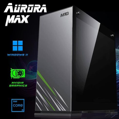 Aurora Max Gaming Tower PC- Intel Core I5 ​​12th Gen ، RTX 3060 12GB 192 بت ، 32 جيجابايت RGB RAM ، 256GB NVME ، 4TB HDD ، RGB مفتاح الماوس ، سماعة الرأس ، تبريد السائل ، كاميرا الويب ، وين 11 in Kuwait