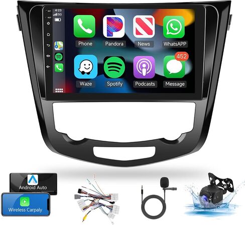 لسيارة Nissan Rogue X-Trail Qashqai 2014-2018، 2+64G يدعم ستيريو السيارة Android Carplay اللاسلكي وAndroid Auto مع شاشة لمس 10.1 بوصة WiFi GPS Buetooth HiFi FM/RDS مستقبل راديو USB كاميرا احتياطية in Saudi Arabia
