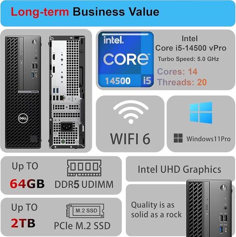Dell Optiplex SFF سطح المكتب للأعمال | Intel 14th Core I5-14500 VPRO (14 نوى ، 5 جيجاهرتز ، فاز I7-13700) | 16GB DDR5 RAM ، 1TB SSD+ 1TB HDD | Wi-Fi ، Bluetooth ، RJ-45 | لوحة المفاتيح والماوس | Windows 11 Pro in Saudi Arabia