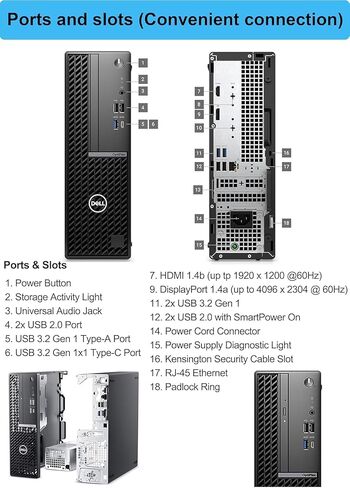 Dell Optiplex SFF سطح المكتب للأعمال | Intel 14th Core I5-14500 VPRO (14 نوى ، 5 جيجاهرتز ، فاز I7-13700) | 16GB DDR5 RAM ، 1TB SSD+ 1TB HDD | Wi-Fi ، Bluetooth ، RJ-45 | لوحة المفاتيح والماوس | Windows 11 Pro in Saudi Arabia
