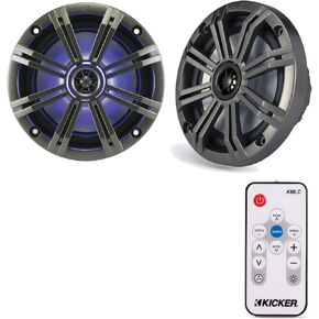 KICKER 6.5" Inch KM-Series Marine Speaker Bundle 41KM654LCW with 41KMLC LED Remote