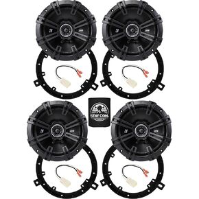 KICKER Speakers 6.75 inch for Jeep Wrangler 2007-2017 Upgrade Kit - 4 Pack of DS Series with Adapters and Harness, Coaxial 6 3/4 Car Audio Front Dash and Rear Overhead Speaker DSC670, 43DSC6704
