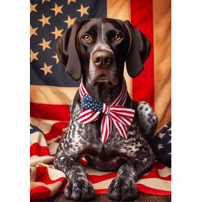 German Shorthair Pointer - Best of Breed DCR Patriotic I Garden Flag 12" x 17"