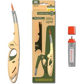 MK Lighter Outdoor Series 4PC Lighters with 1PC Premium Butane Set, Wind Resistant Flame, Ideal as Lighters for BBQ, Camping Lighters, Butane with Refillable Lighters (Lantern-4PC+Butane)