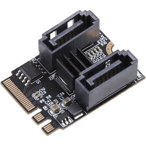 Widely Compatibility for M.2 A for Key + E for Key to SATA 3 Adapter Portable 2 SATA Port Computer Expansion Card
