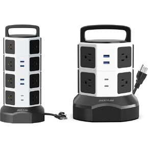 Power Strip Tower Surge Protector - JACKYLED 16 AC Outlets(13A) 6 USB Ports Electric Charging Station, 1050J Surge Electric Tower, 1625W Outlet Extender, 6.5ft Heavy Duty Extension Cord for Home