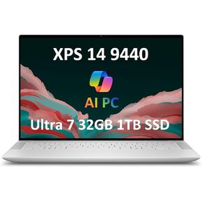 2025 Dell XPS 14 9440 LAPTOP (14.5 "FHD+، Intel 16-Core Ultra 7 155H (> I9-10885H) ، 32GB RAM ، 1TB SSD) AI PC للمبدع ، الأعمال ، المهندسين ، بصمات الأصابع ، 1080 P RGB IRCAM