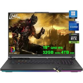ASUS ROG Strix G18 G814 Gaming Laptop | 18" QHD 240Hz (100% DCI-P3, 3ms) | Intel 24-Core i9-13980HX | 64GB DDR5 4TB SSD | GeForce RTX 4070 | Thunderbolt RGB Backlit Fast Charging Win11Pro + HDMI Cable