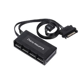 PANO-MOUNTS Internal 9-Pin USB Hub Magnetic 1 to 4 Ports with SATA Power Cable for RGB Fan CPU Cooler Screen and More Black