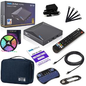 K 3 Pro Data Storage Unit with LED Strip Light, Remote Control, Keyboard, Power Adapter, HDMI and Ethernet Cables, Cable Ties, Storage Case, Instruction Manual – 4GB RAM 32GB Variation