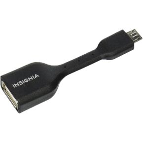 Insignia OTG (On The Go) Micro USB-to-USB Type-A Adapter Cable for Android Devices, Model: NS-MOTGD, Black