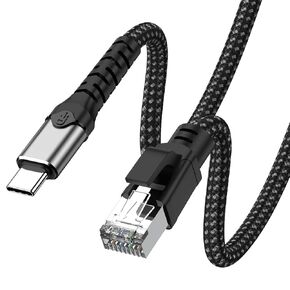USB C to Ethernet Cable 6.6FT, Type C to RJ45 Cord, Directly Connected, Gigabit LAN Network, Compatible for MacBook Pro/Air, iPad Pro, iPhone 15 Series, Galaxy, Smartphone, Laptop, PC