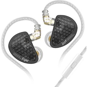 Linsoul KZ AS16 Pro Wired Earbuds, 16BA Balanced Armature Drivers Earphones HiFi Bass in Ear Monitor Earphones with Detachable 0.75mm 2 pin Cable (Black, Without Mic)