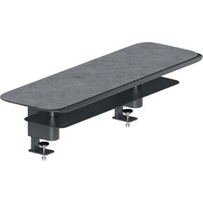 Branch Monitor Stand - Elegant, Durable Powder-Coated Steel Stand with Soft Felt Liner - Small Monitor Riser Second Tier Storage - Installs with a Universal Clamp for Ergonomic Workspace - White