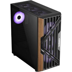 Iceberg Wood Vector EATX Full Tower Gaming PC Case Full-View Panoramic Tempered Glass Includes Seven (7) aRGB Fans (Black)