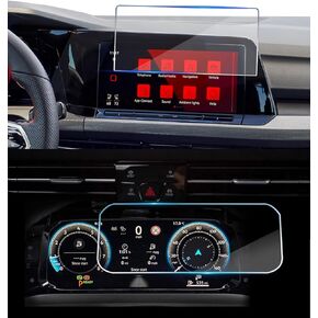 2 Pack Screen Protector For Volkswagen Golf GTI/R (MK8) 2022-2024,10" Infotainment Screen & Instrument Cluster Tempered Glass Film For VW Golf 8 2024 2023 Accessories