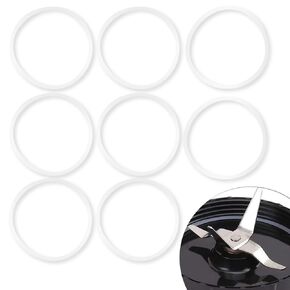 8 Pcs Seal White Ring, Rubber Gasket Replacement O-Ring, for Blender Replacement Sealing, Compatible with MB1001, Blender Cross Blade, 250W