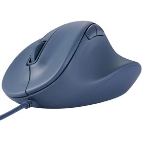 ELECOM Wired USB Ergonomic Shape Mouse, Silent Click, Right Hand, 2000DPI, 5 Buttons, Optocal Sensor, Compatible with PC, Mac, Laptop, EX-G, Lsize Blue (M-XGM30UBSKBU)