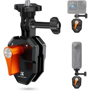K&F Concept Motorcycle Windshield Clip Mount for GoPro Hero 13/12/11/10/9 Black, Aluminum Alloy Camera Clamp with 1/4" Adapter for DJI Osmo Action 3/4/5 Pro Insta360 X5/X4, Action Camera Accessories