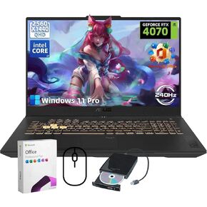ASUS TUF F17 Gaming Labtop | 17.3 "QHD 240Hz العرض | Intel I7-13620H (حتى 4.9 GHz) | NVIDIA GEFORCE RTX 4070 | WI-FI 6 + RGB Backlit Keyboard | Windows 11 Pro + MS Office Pro | 64GB DDR5 + 4TB SSD
