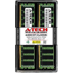 A-Tech 64GB Kit (2x32GB) RAM for HP ProLiant DL120 G9, DL180 G9, DL360 G10, DL560 G9, DL580 G10, DL60 G9, DL80 G9, XL230a G9 | DDR4 2133MHz PC4-17000 ECC LRDIMM 4Rx4 Load Reduced Server Memory Upgrade