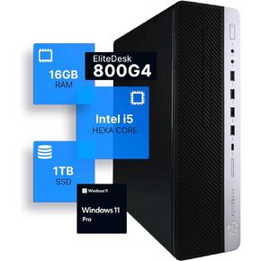 HP EliteDesk 800G4 Desktop Computer | Hexa Core Intel i5 (3.2) | 16GB DDR4 RAM | 1TB SSD Solid State | Windows 11 Professional | Home or Office PC (Renewed)