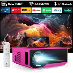 ZDK Native 1080P 18000 Lumen 4K Supported Projector with wifi and bluetooth, Bedroom Outdoor Indoor Projector Compatible with Smartphone, HDMI, USB, AV, Fire Stick, PS5 for Home, Bedroom, Outdoor Use