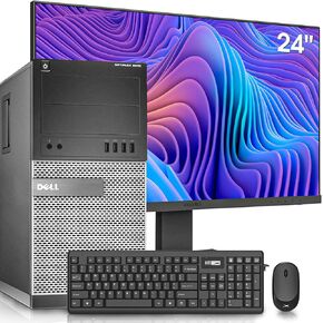 Dell OptiPlex 9010 Tower Computers PC and 24 Inch Monitor Bundle,Intel i7 3.4GHz, 32GB Ram New 512GB SSD,Intel AC7260 Built WiFi Bluetooth,Refurbished Desktop Computers,Windows 11 Pro (Renewed)